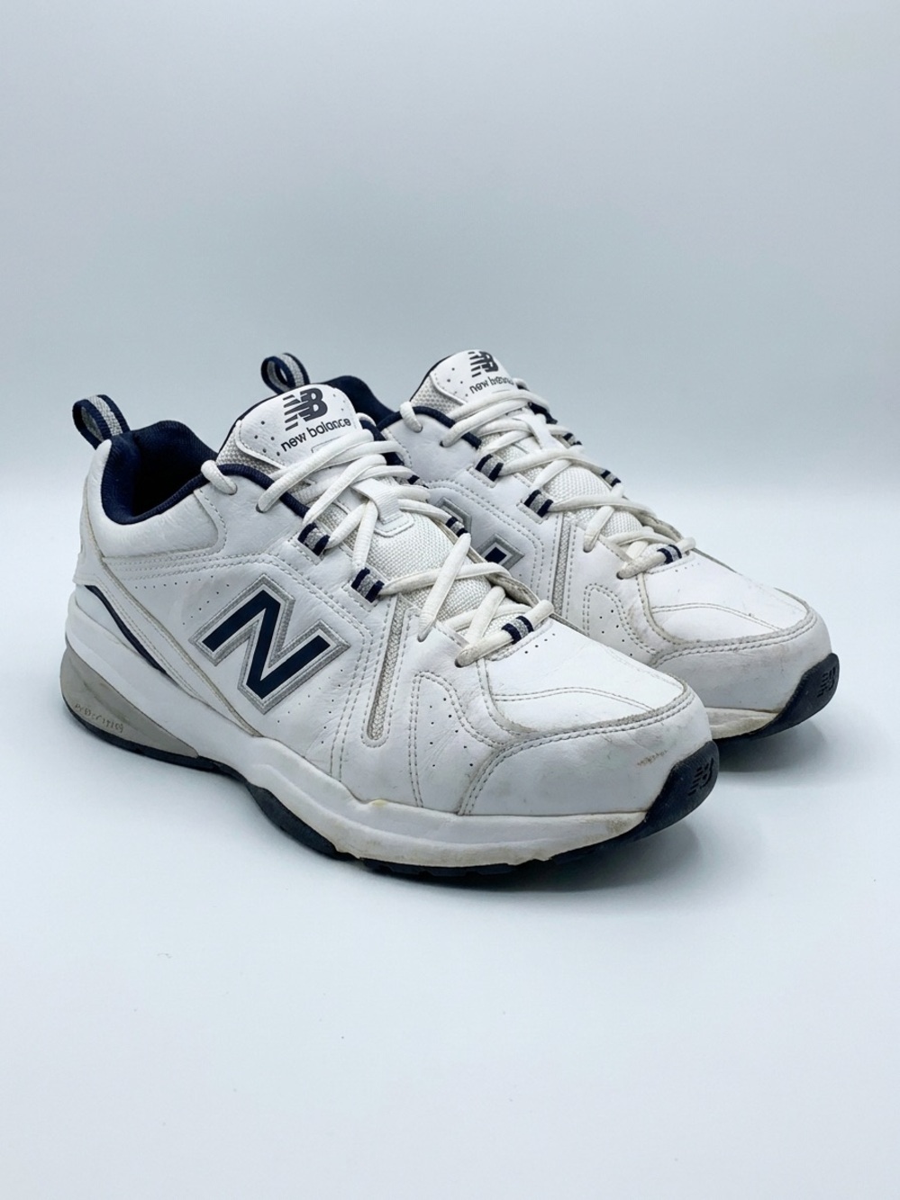 New Balance Men's White and Navy Athletic Sneakers